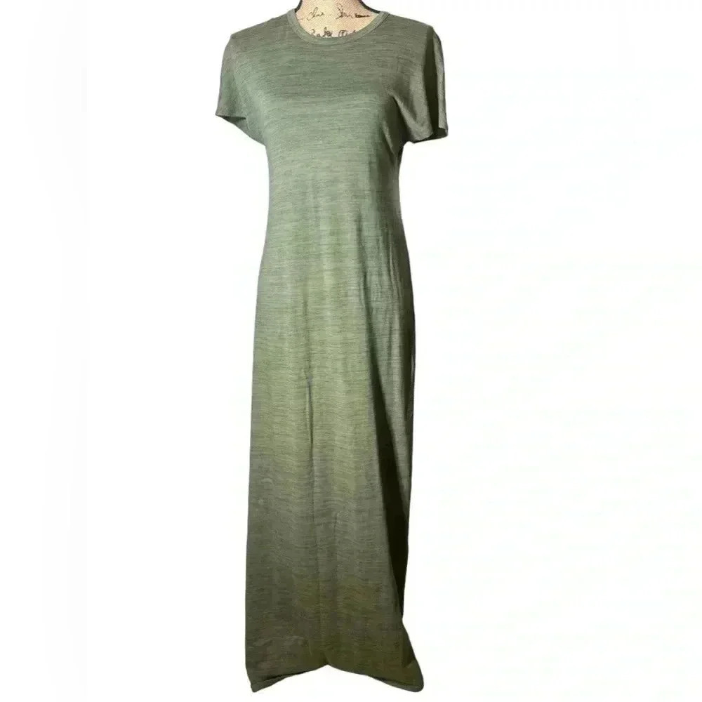 LuLa Roe Olive Green T-Shirt Long Bodycon  Dress Cowl Sleeve Size Extra Small